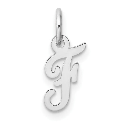 14K Weißgold Klein Schreibschrift Buchstabe F Initiale Charm