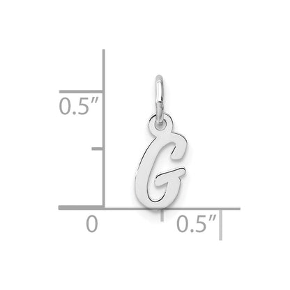 14K Weißgold Klein Schreibschrift Buchstabe G Initiale Charm