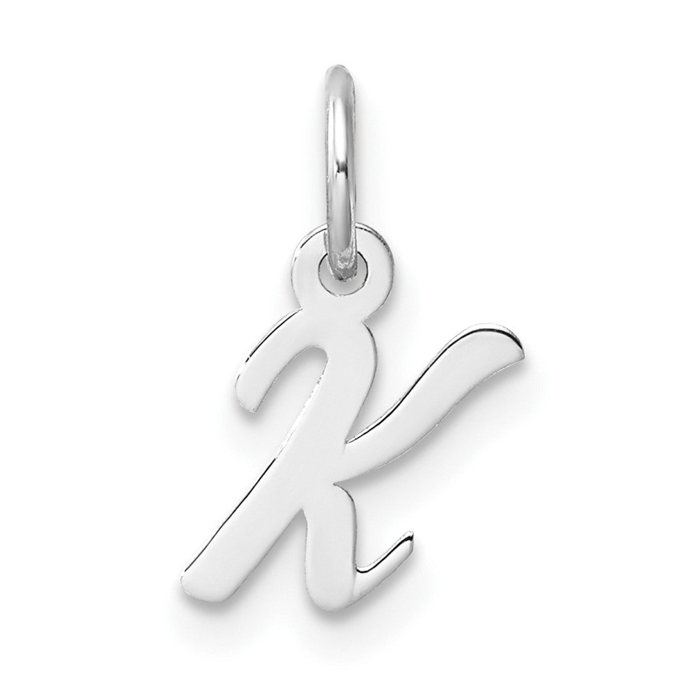 14K Weißgold Klein Schreibschrift Buchstabe K Initiale Charm