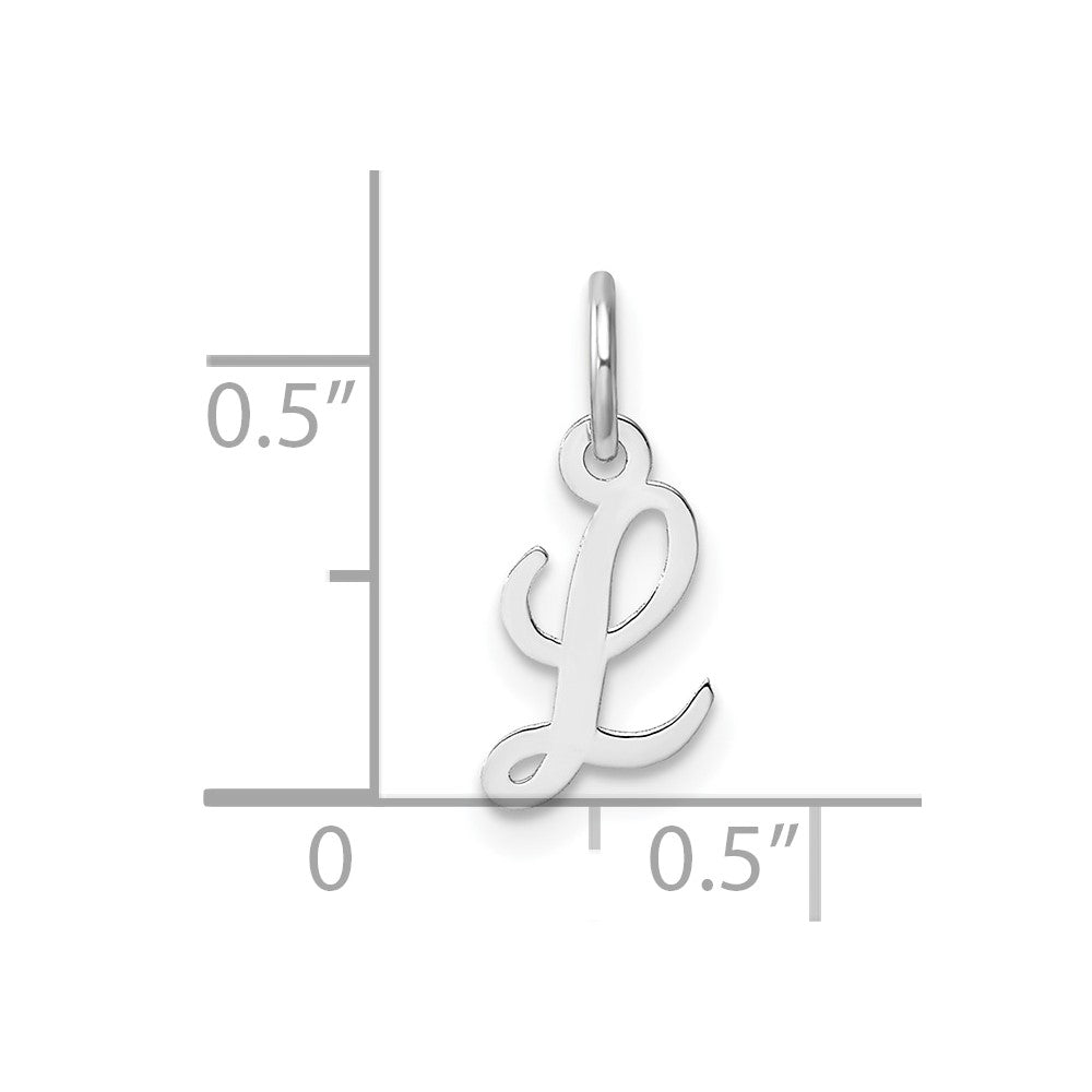 14K Weißgold Klein Schreibschrift Buchstabe L Initiale Charm