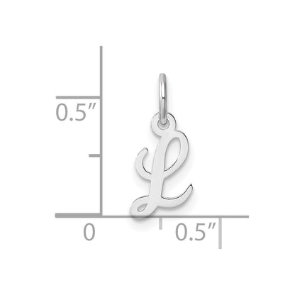 14K Weißgold Klein Schreibschrift Buchstabe L Initiale Charm
