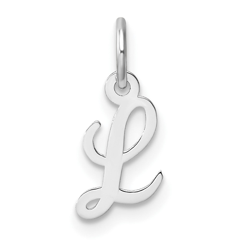 14K Weißgold Klein Schreibschrift Buchstabe L Initiale Charm