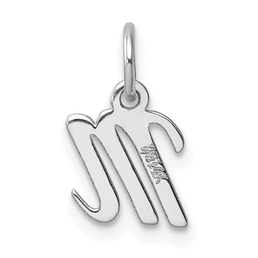 14K Weißgold Klein Schreibschrift Buchstabe M Initiale Charm