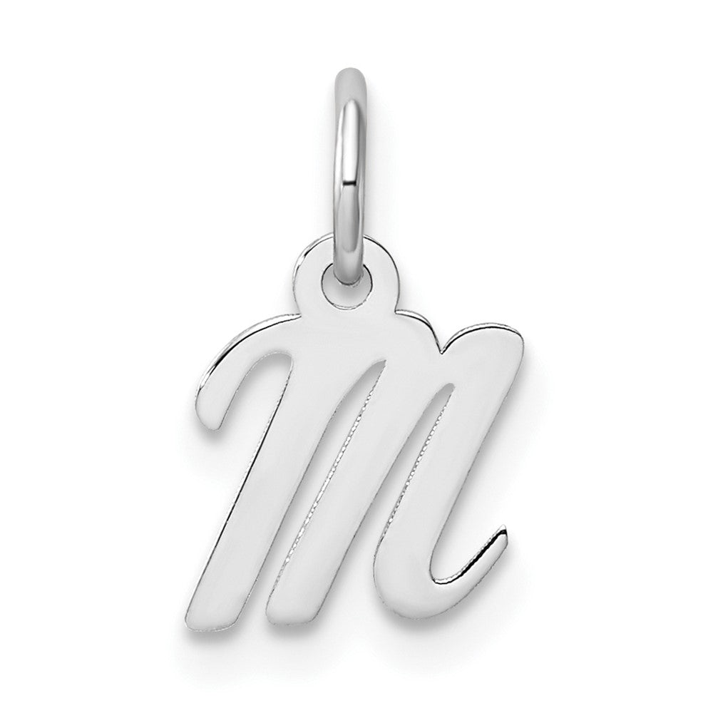 14K Weißgold Klein Schreibschrift Buchstabe M Initiale Charm