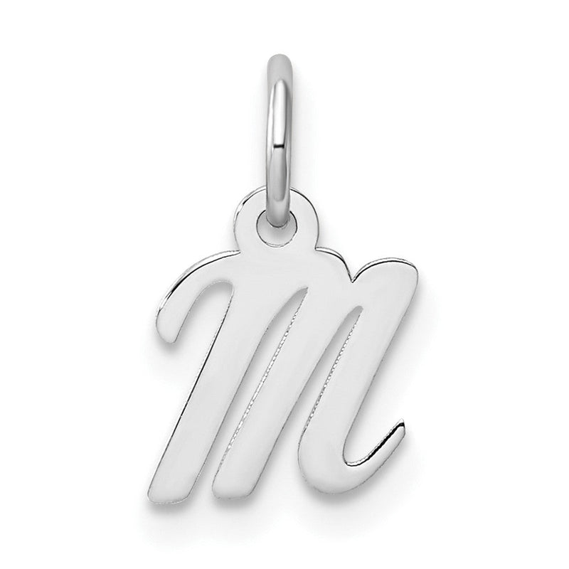 14K Weißgold Klein Schreibschrift Buchstabe M Initiale Charm
