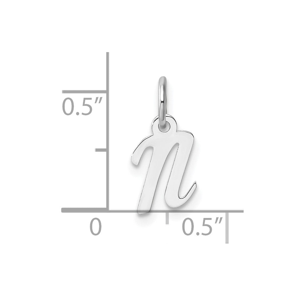 14K Weißgold Klein Schreibschrift Buchstabe N Initiale Charm