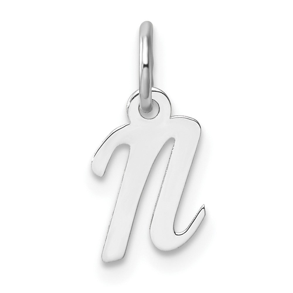14K Weißgold Klein Schreibschrift Buchstabe N Initiale Charm