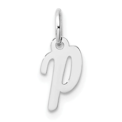 14K Weißgold Klein Schreibschrift Buchstabe P Initiale Charm