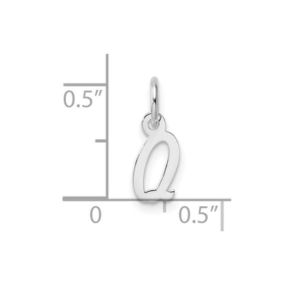 14K Weißgold Klein Schreibschrift Buchstabe Q Initiale Charm