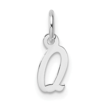 14K Weißgold Klein Schreibschrift Buchstabe Q Initiale Charm
