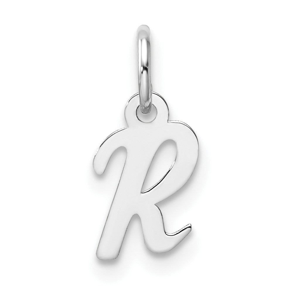 14K Weißgold Klein Schreibschrift Buchstabe R Initiale Charm