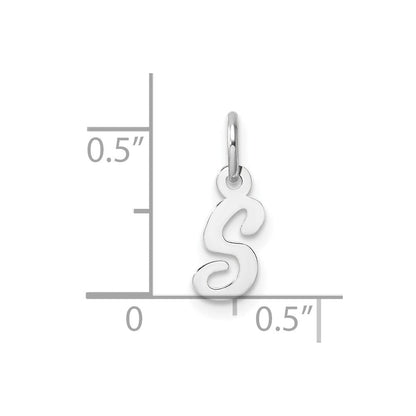 14K Weißgold Klein Schreibschrift Buchstabe S Initiale Charm