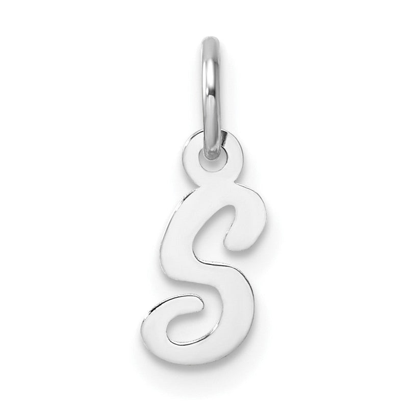 14K Weißgold Klein Schreibschrift Buchstabe S Initiale Charm