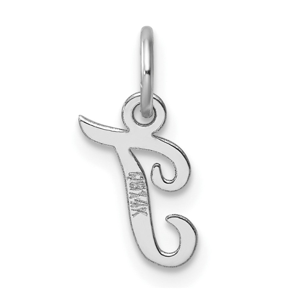 14K Weißgold Klein Schreibschrift Buchstabe T Initiale Charm
