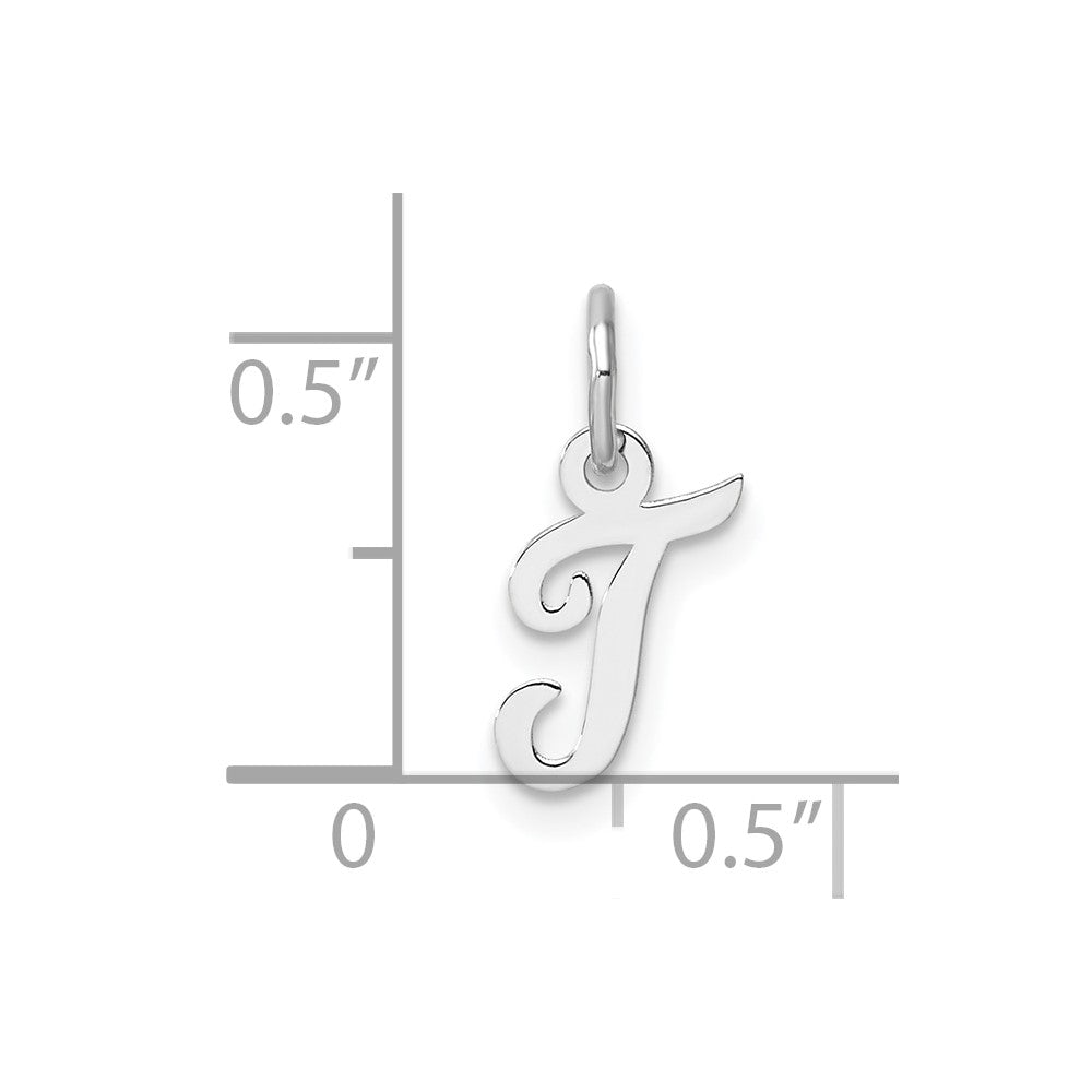 14K Weißgold Klein Schreibschrift Buchstabe T Initiale Charm