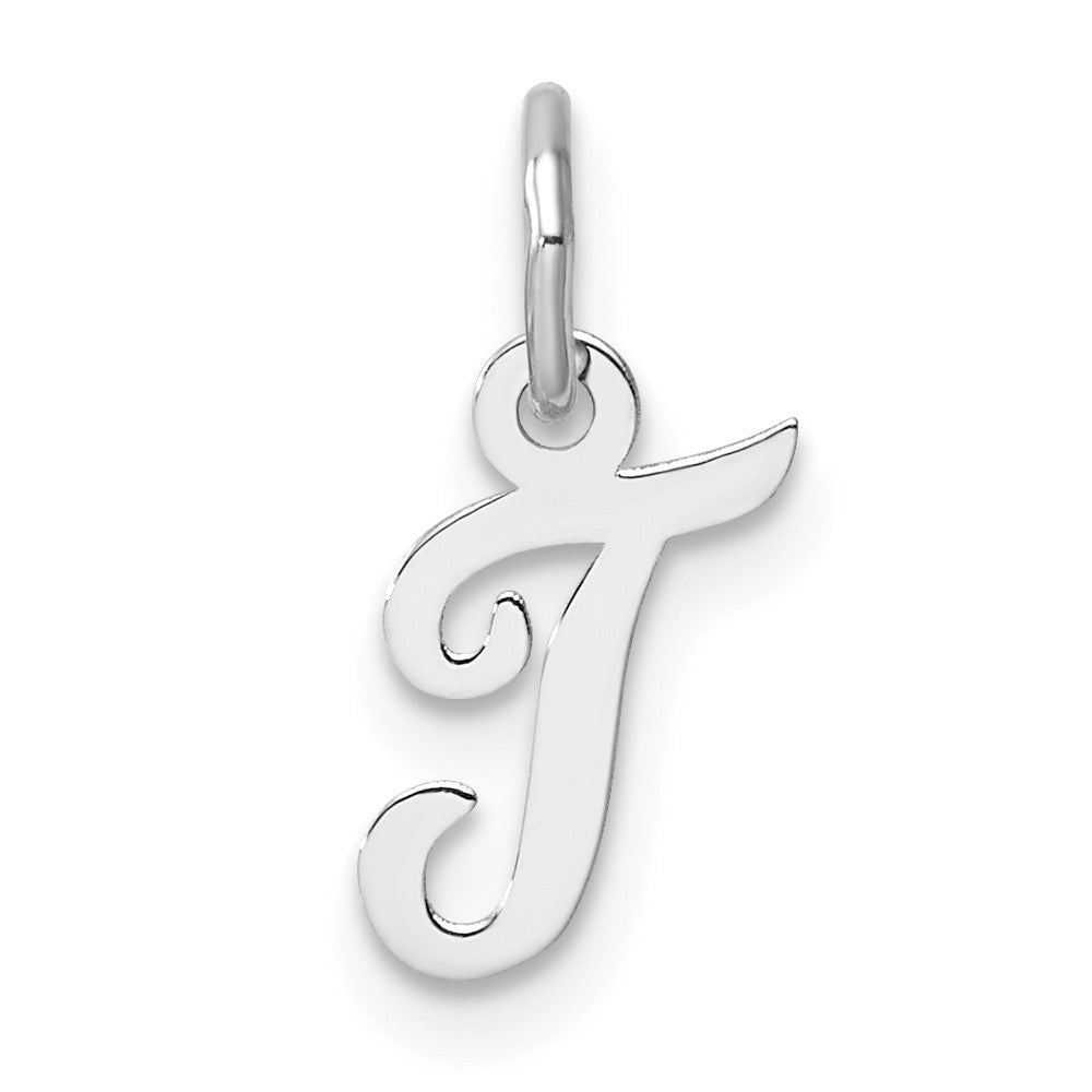 14K Weißgold Klein Schreibschrift Buchstabe T Initiale Charm
