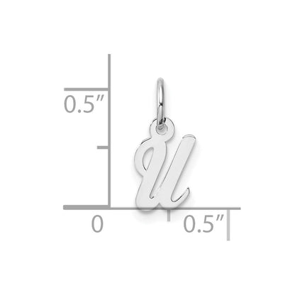 14K Weißgold Klein Schreibschrift Buchstabe U Initiale Charm