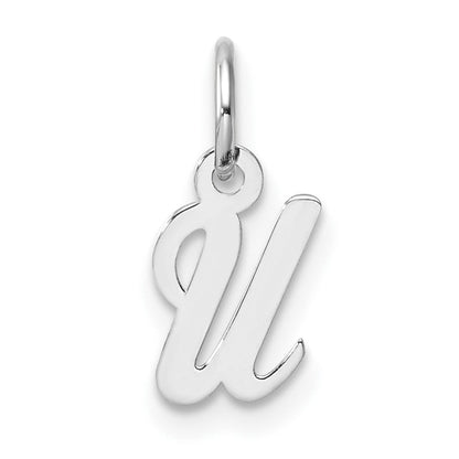 14K Weißgold Klein Schreibschrift Buchstabe U Initiale Charm