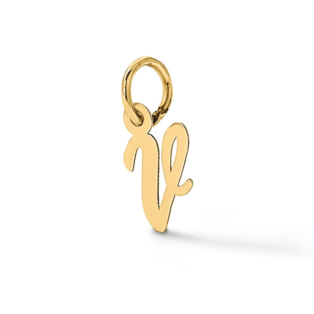 14K Weißgold Klein Schreibschrift Buchstabe V Initiale Charm