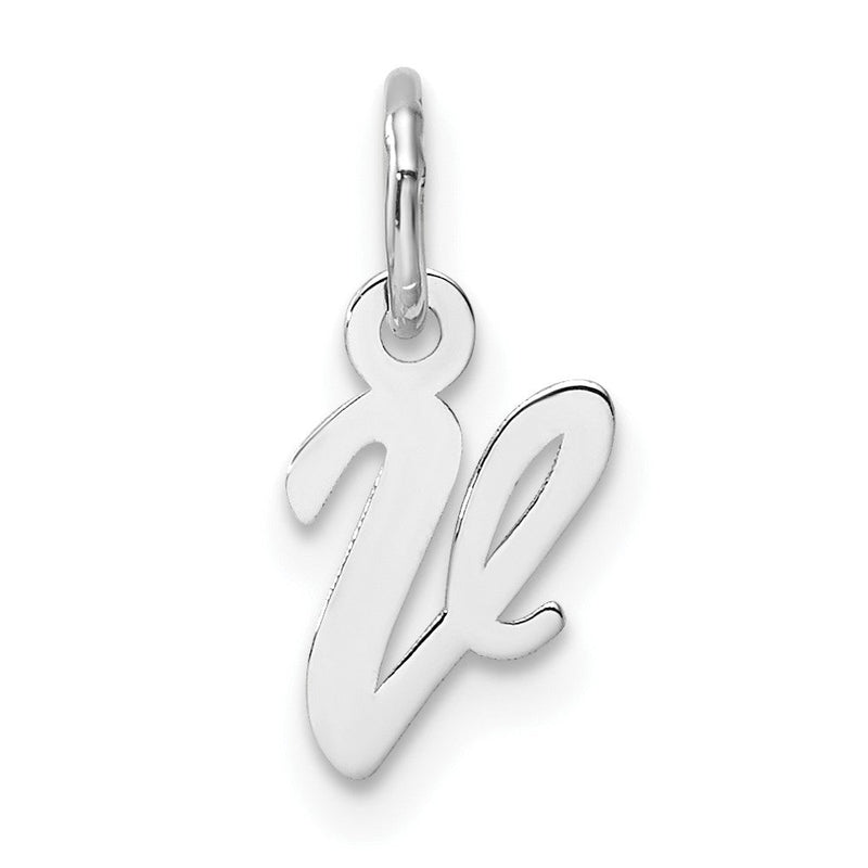 14K Weißgold Klein Schreibschrift Buchstabe V Initiale Charm