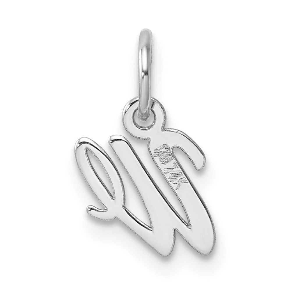 14K Weißgold Klein Schreibschrift Buchstabe W Initiale Charm