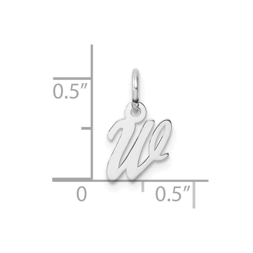 14K Weißgold Klein Schreibschrift Buchstabe W Initiale Charm