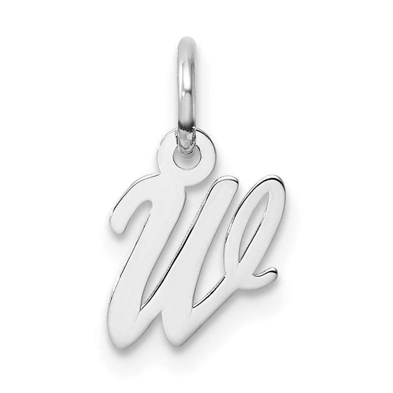 14K Weißgold Klein Schreibschrift Buchstabe W Initiale Charm