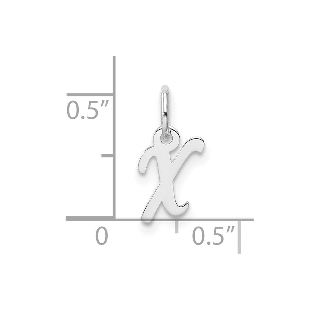 14K Weißgold Klein Schreibschrift Buchstabe X Initiale Charm