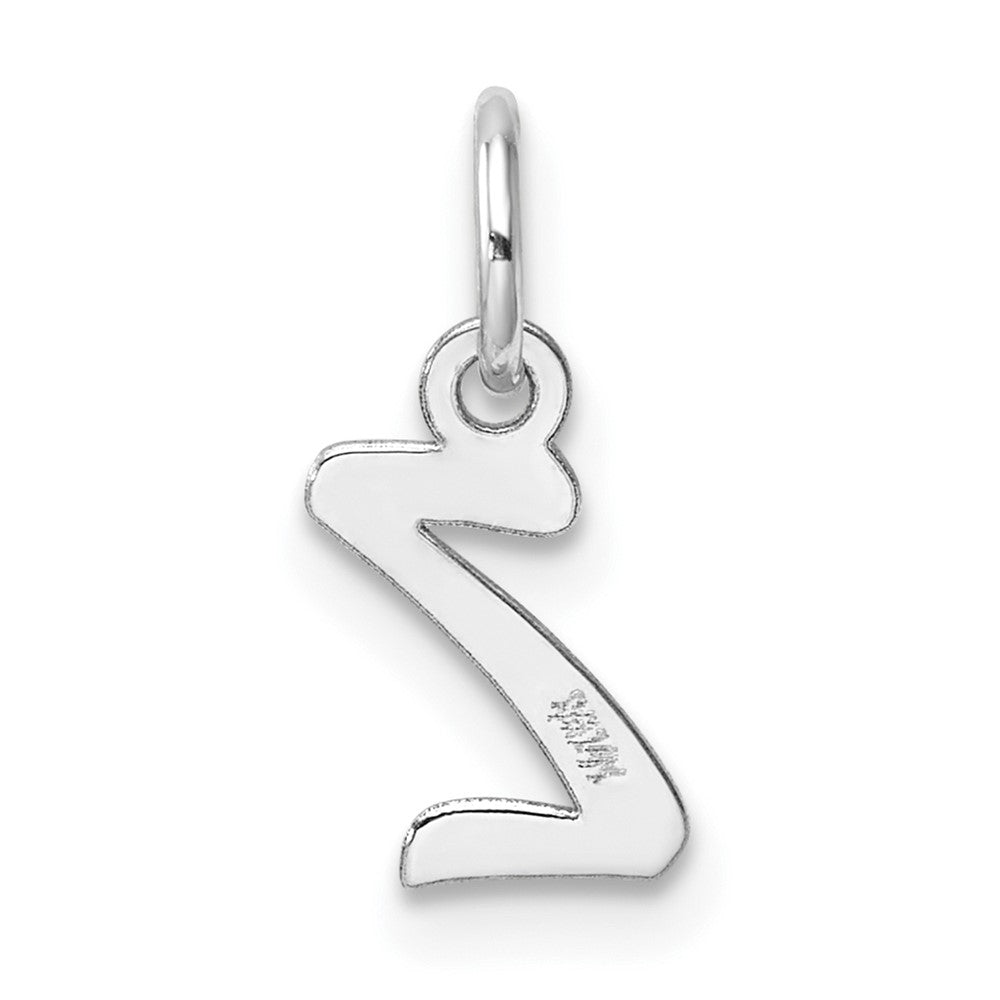 14K Weißgold Klein Schreibschrift Buchstabe Z Initiale Charm