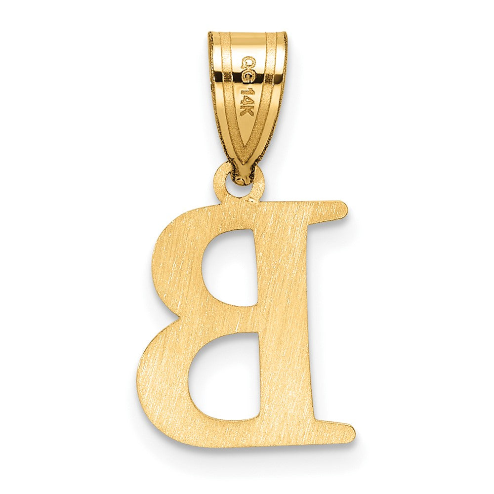14K Gelbgold Poliert Geätzt Buchstabe B Initiale Anhänger
