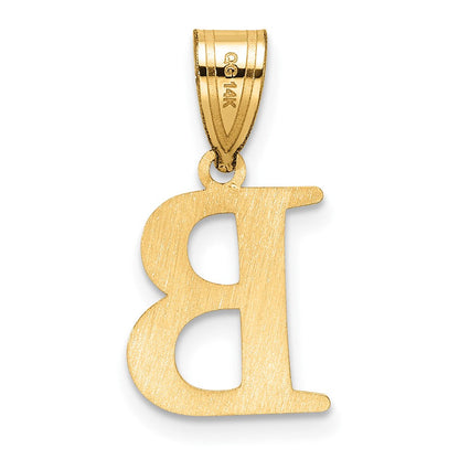 14K Gelbgold Poliert Geätzt Buchstabe B Initiale Anhänger