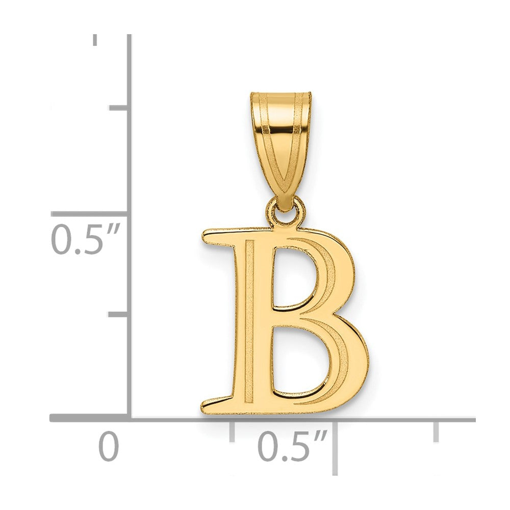 14K Gelbgold Poliert Geätzt Buchstabe B Initiale Anhänger