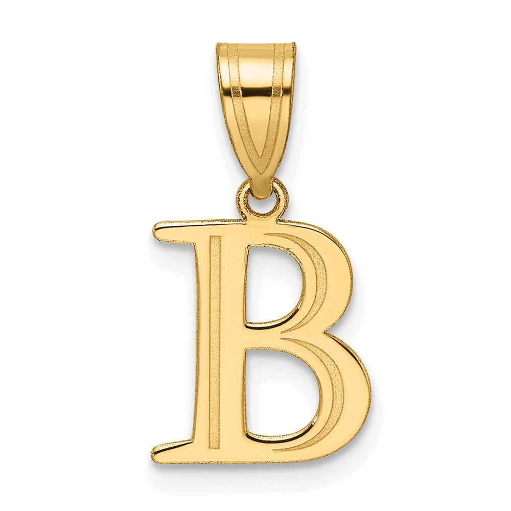 14K Gelbgold Poliert Geätzt Buchstabe B Initiale Anhänger