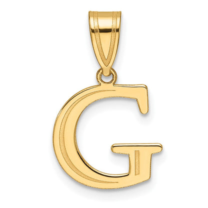 14K Gelbgold Poliert Geätzt Buchstabe G Initiale Anhänger