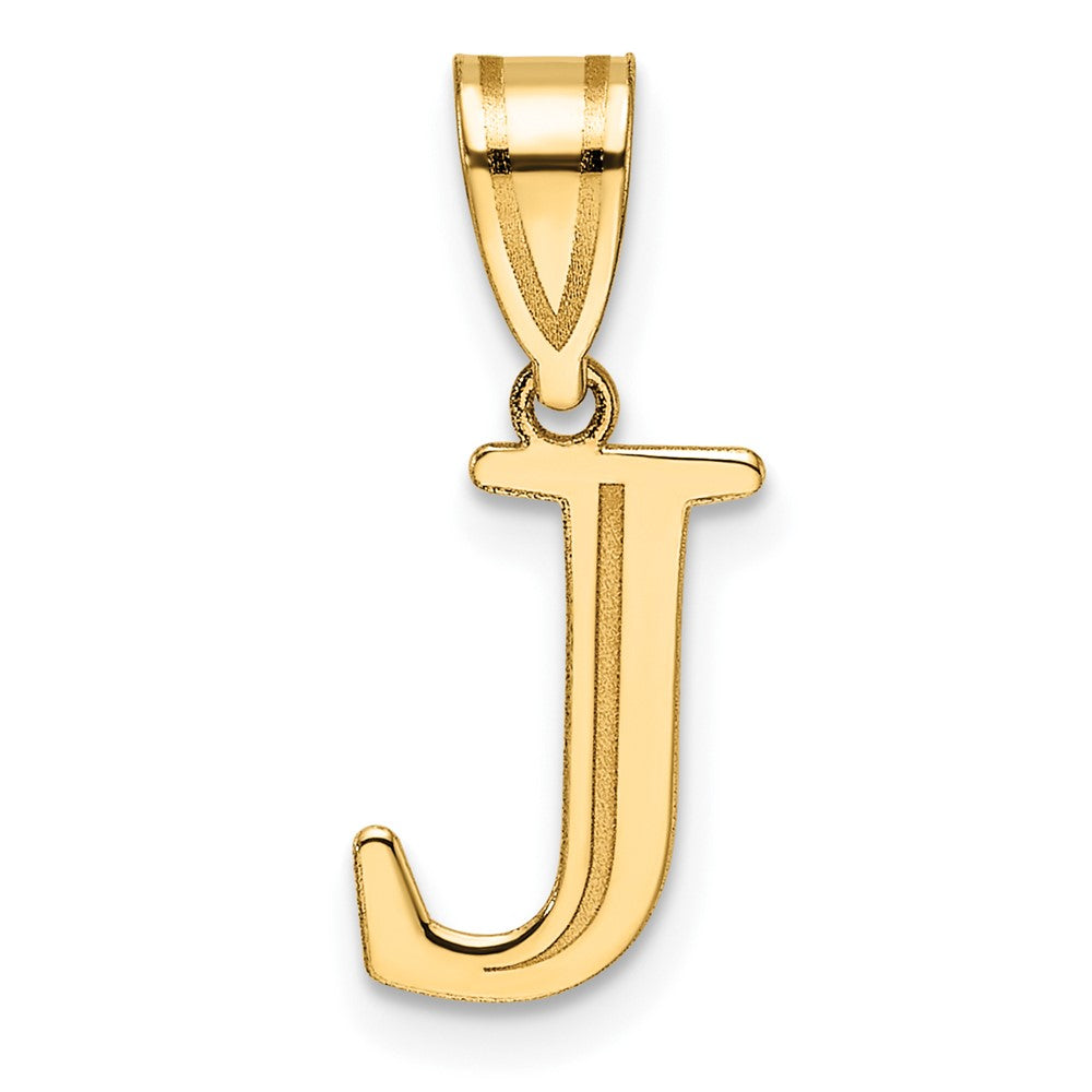 14K Gelbgold Poliert Geätzt Buchstabe J Initiale Anhänger
