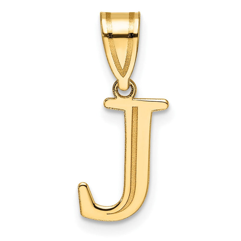 14K Gelbgold Poliert Geätzt Buchstabe J Initiale Anhänger