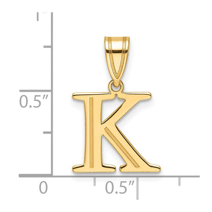 14K Gelbgold Poliert Geätzt Buchstabe K Initiale Anhänger