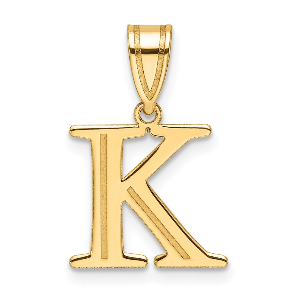 14K Gelbgold Poliert Geätzt Buchstabe K Initiale Anhänger