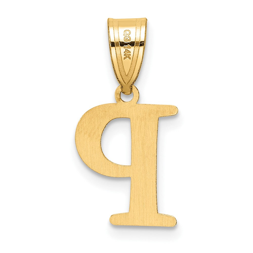 14K Gelbgold Poliert Geätzt Buchstabe P Initiale Anhänger