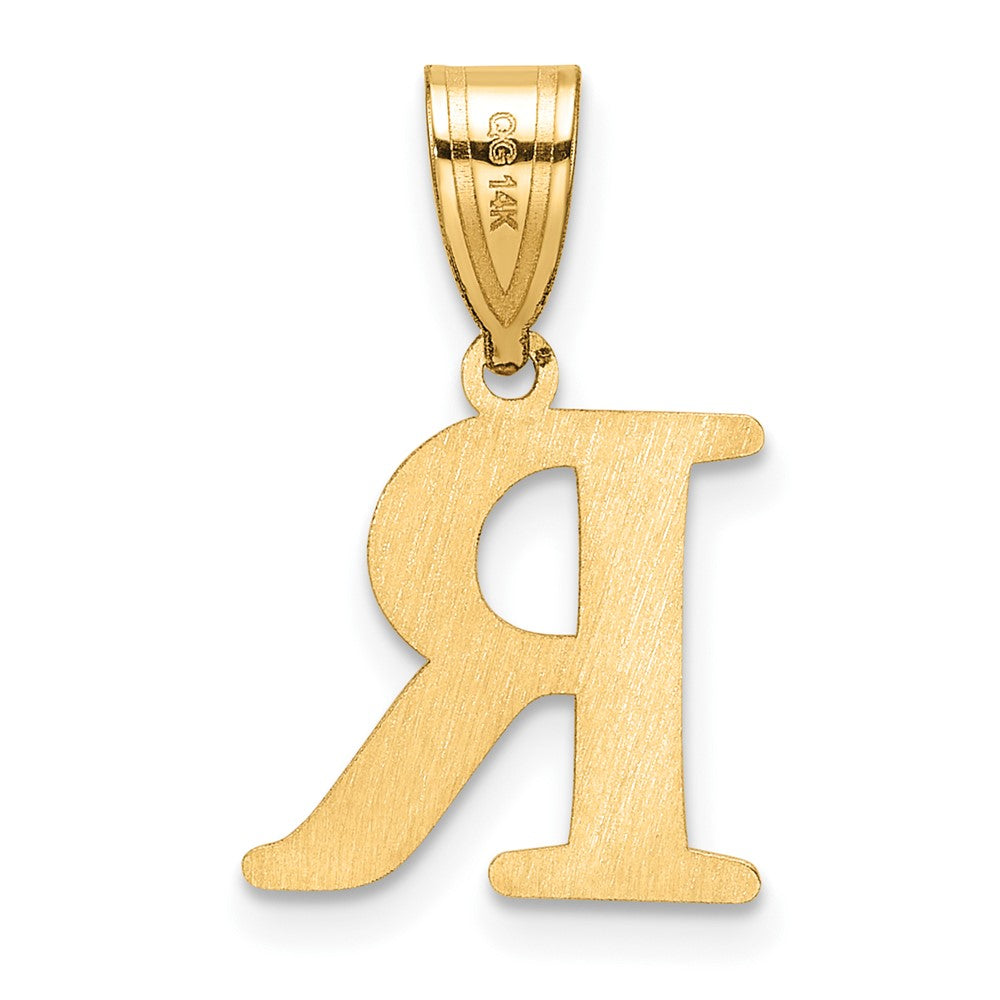 14K Gelbgold Poliert Geätzt Buchstabe R Initiale Anhänger