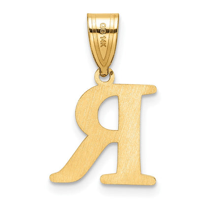 14K Gelbgold Poliert Geätzt Buchstabe R Initiale Anhänger
