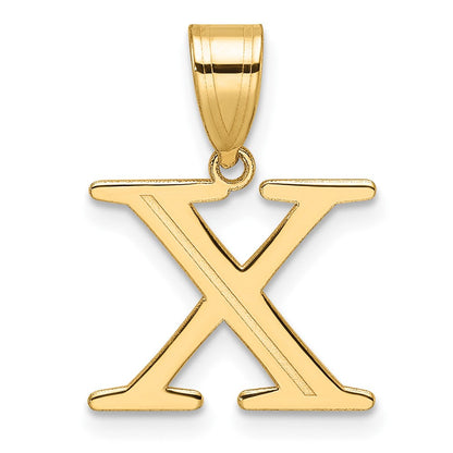 14K Gelbgold Poliert Geätzt Buchstabe X Initiale Anhänger