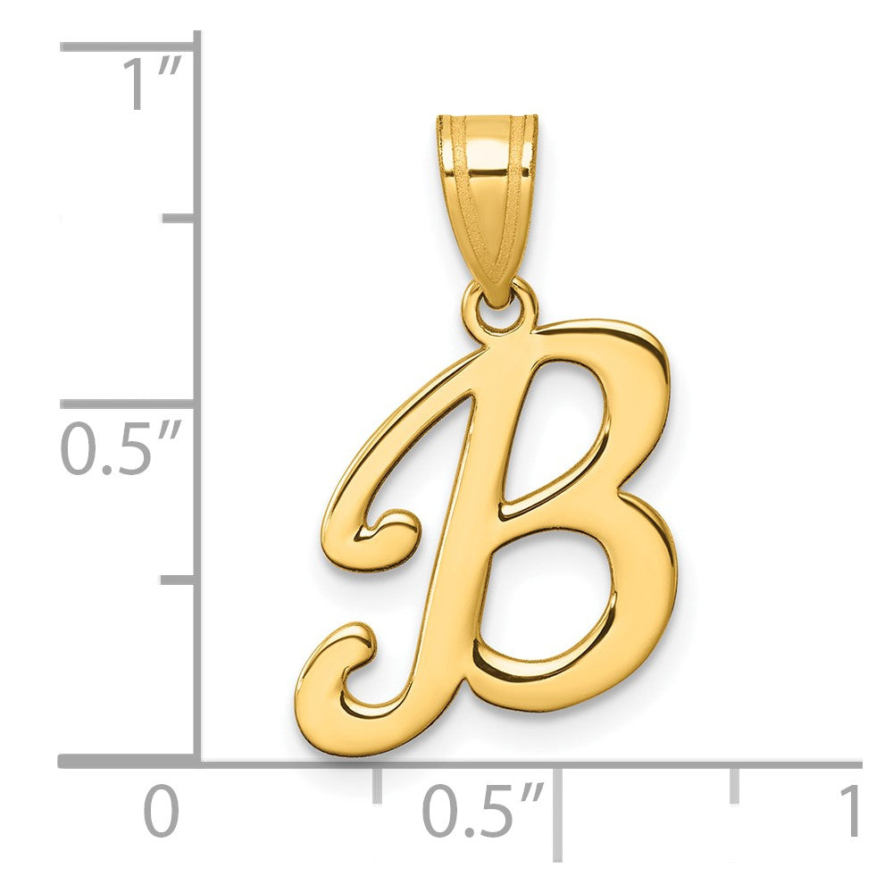 14K Gelbgold Schreibschrift Buchstabe B Initiale Anhänger