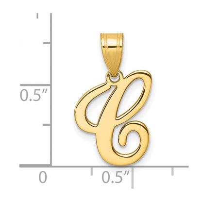 14K Gelbgold Schreibschrift Buchstabe C Initiale Anhänger