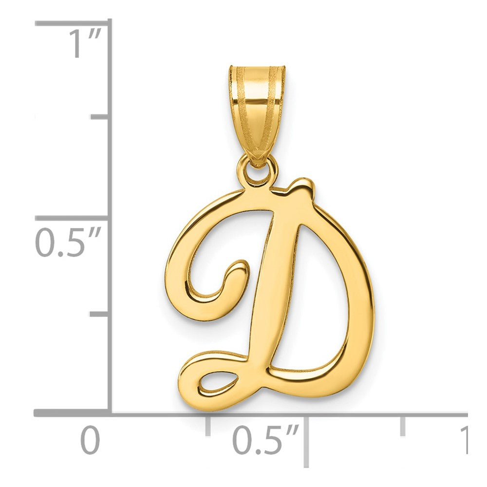 14K Gelbgold Schreibschrift Buchstabe D Initiale Anhänger