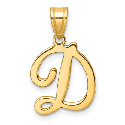 14K Gelbgold Schreibschrift Buchstabe D Initiale Anhänger