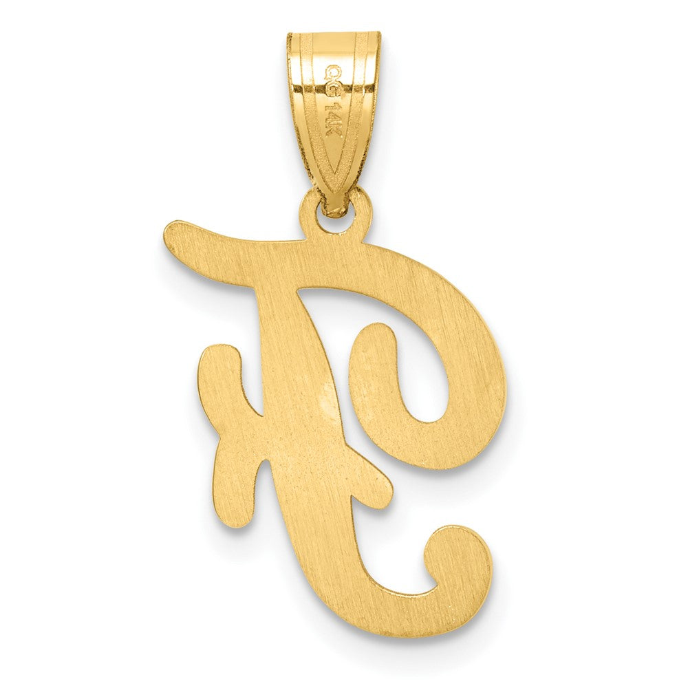 14K Gelbgold Schreibschrift Buchstabe F Initiale Anhänger