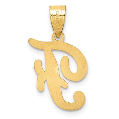 14K Gelbgold Schreibschrift Buchstabe F Initiale Anhänger