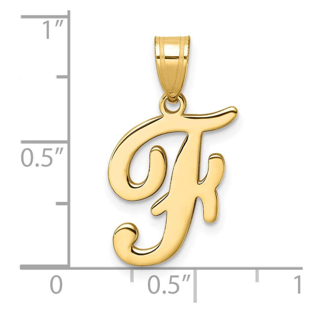 14K Gelbgold Schreibschrift Buchstabe F Initiale Anhänger