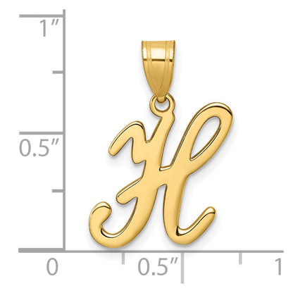 14K Gelbgold Schreibschrift Buchstabe H Initiale Anhänger